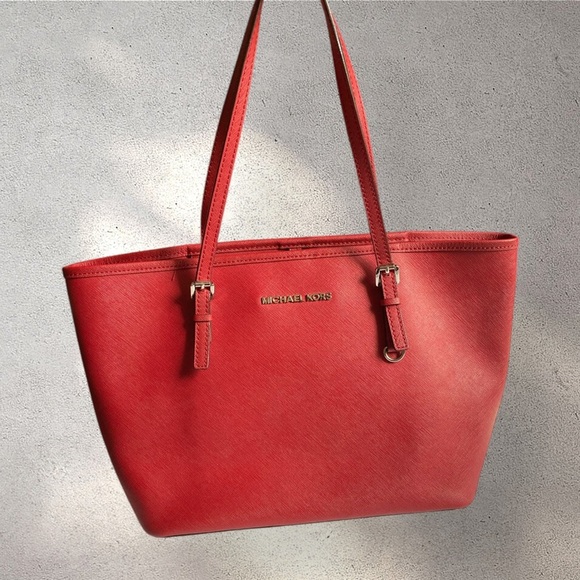 Michael Kors Red Leather Tote - Picture 1 of 7